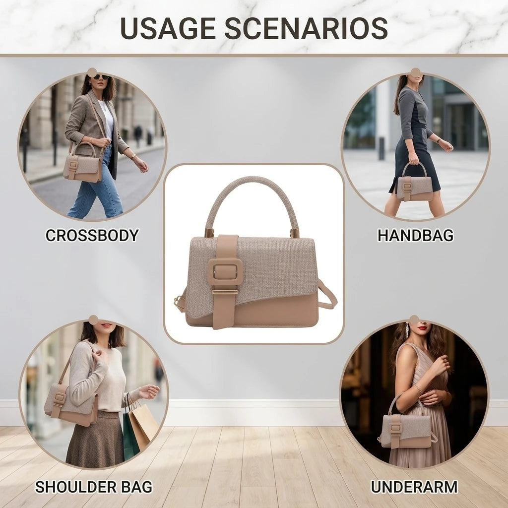 Women PU Leather Shoulder Bag Glossy Solid Color Tote Crossbody Bag With Adjustable Chain Peaceful Pleasures Health and Wellness
