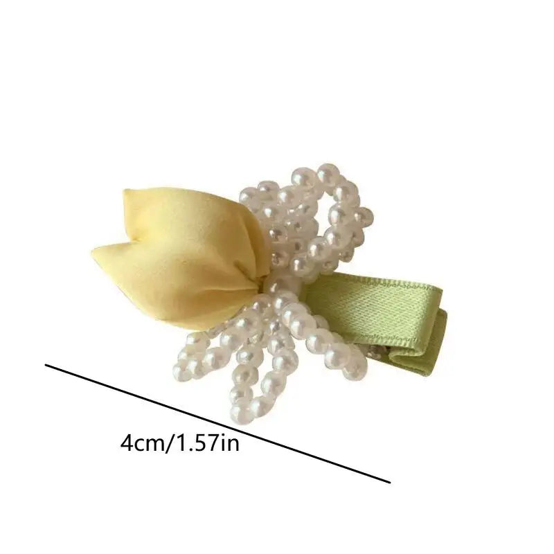 Tulip Pearl Hair Clips for Women & Girls – Set of 2