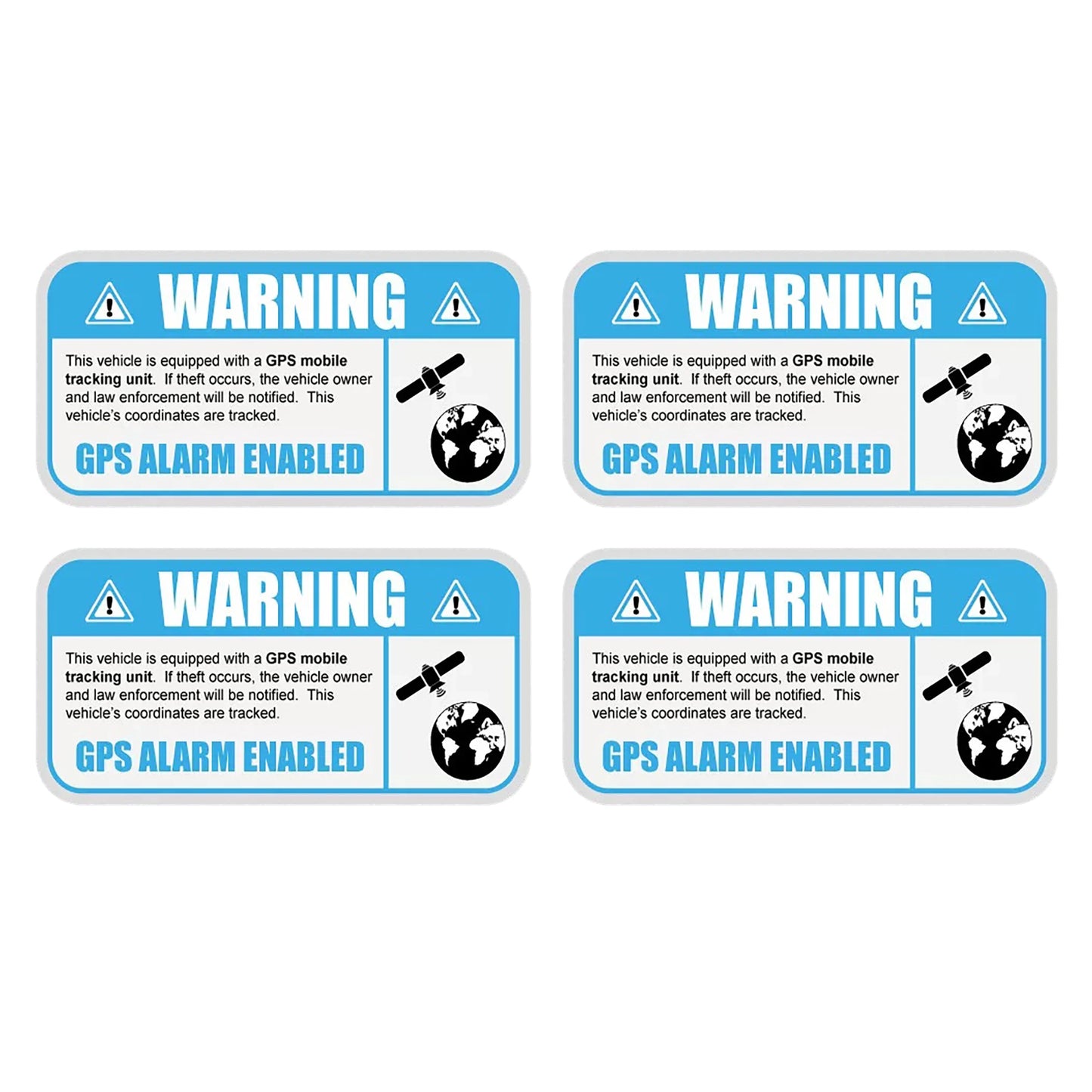 4-Pack GPS Security Warning Vinyl Stickers | Anti-Theft Decals