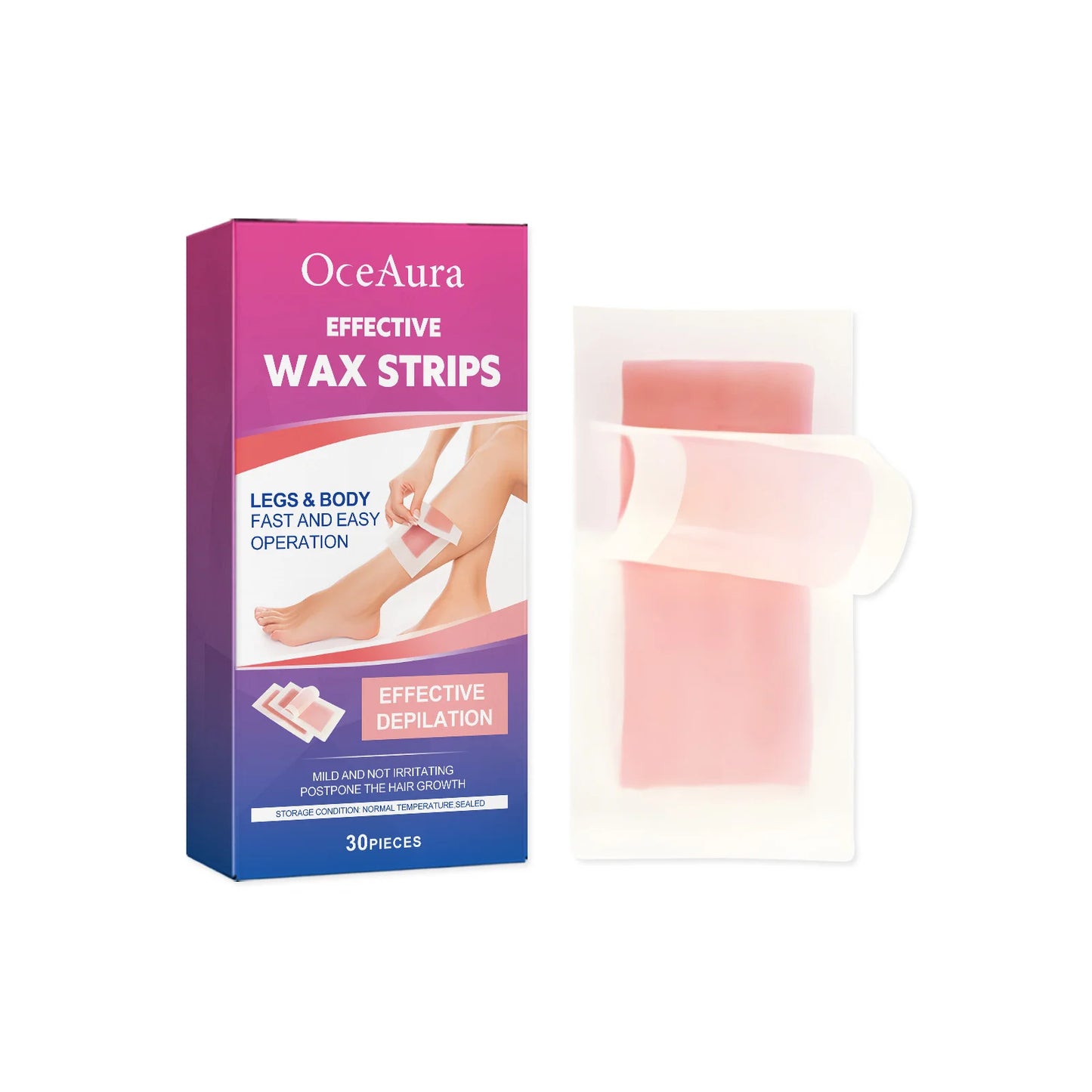OceAura Painless Wax Strips – Face & Body Hair Removal 30pc