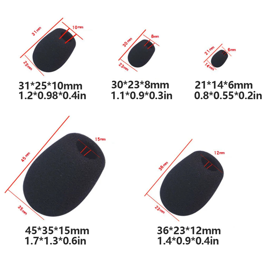 10-Pack Foam Mic Windscreen Covers for Headset & Meeting Mics