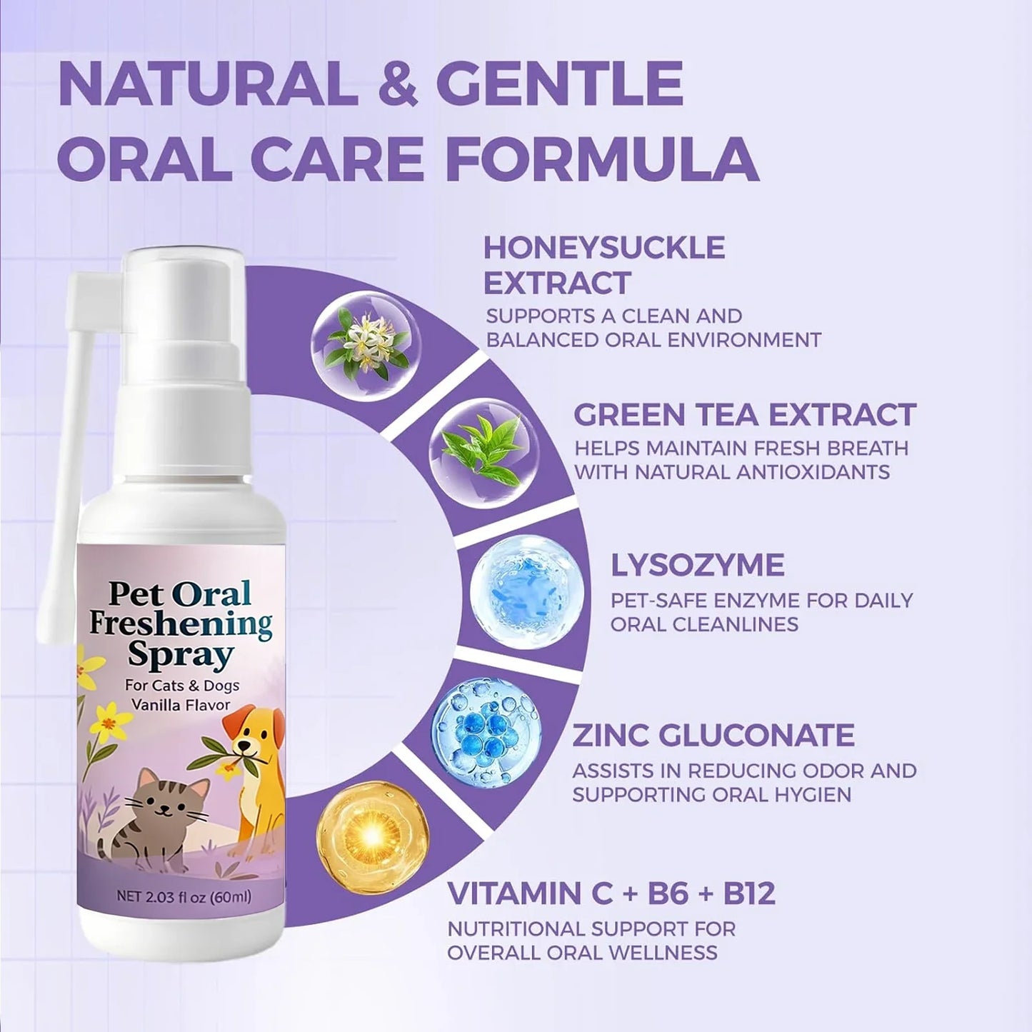 Pet Oral Freshening Spray – Vanilla Dog & Cat Breath Freshener