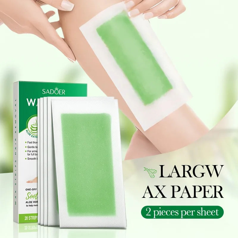 10 PCS /20 Sides Aloe Wax Strips Papers Body Hair Removal Depilatory Calf Underarm Arm Hair Removal Wax Peaceful Pleasures Health and Wellness