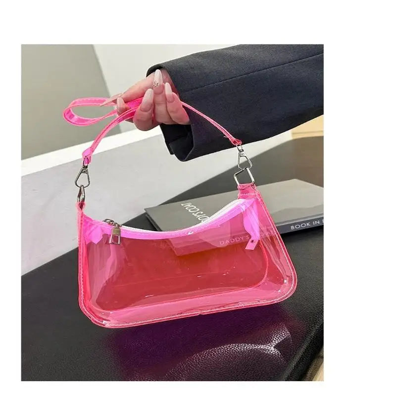 Clear Jelly Shoulder Bag – Y2K Small Underarm Purse