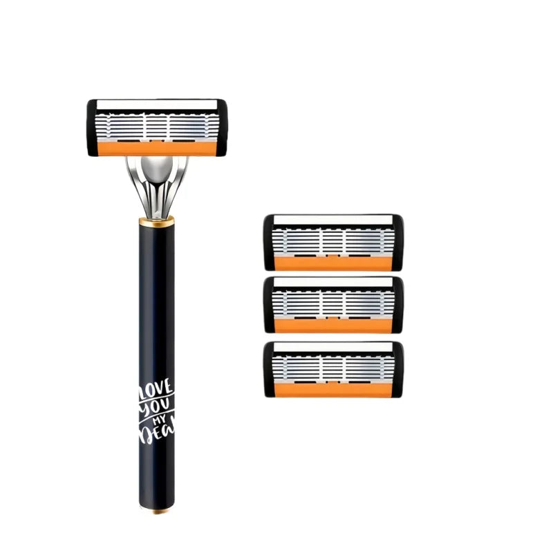 6-Blade Manual Razor for Men | Portable Travel Shaver