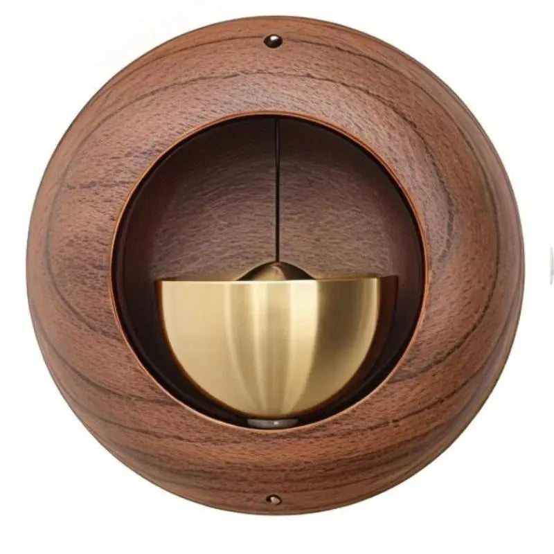 Creative Round Bell Black Walnut Wood Hanging Doorbell Wind Chimes Decor Wooden Magnetic Door Bell Entrance Opening Chime Peaceful Pleasures Health and Wellness A2