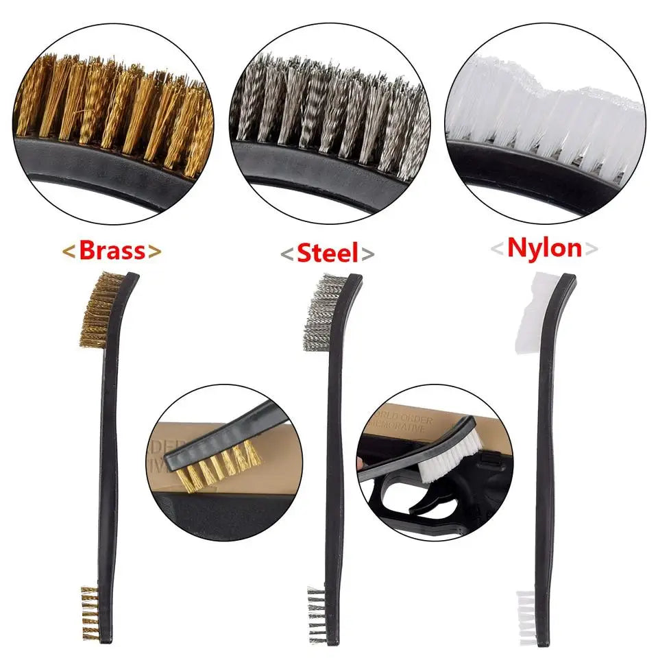 Universal Gun Cleaning Brushes Picks Kit Set Brass Copper Steel Nylon Stainless Steel Ploymer Pick Set Bristle Hunting Kits Peaceful Pleasures Health and Wellness