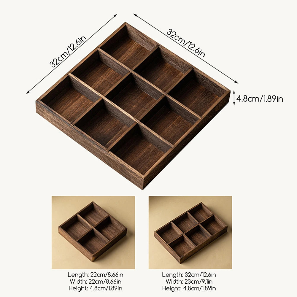 Food Tray Modern Retro Style Large Fruit Nut Platter Wood Nut Candies Serving Tray Multi Compartment Large Capacity Wood Tray Peaceful Pleasures Health and Wellness