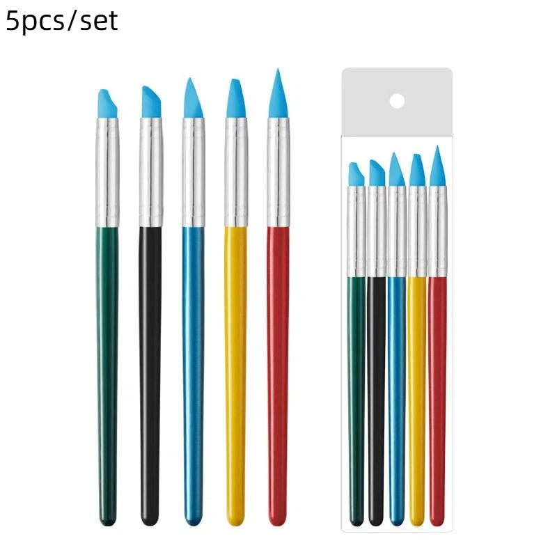 5/10Pcs Silicone Clay Sculpting Tool For Brush Modeling Dotting Nail Art Pottery Clay Tools DIY Carving Sculpting Tools Peaceful Pleasures Health and Wellness A1