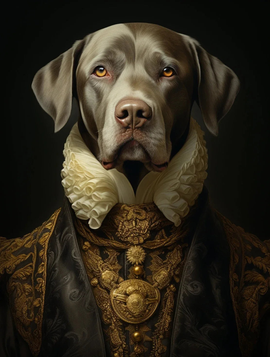 Funny Renaissance Labrador Dog Canvas Wall Art | Royal Pet Portrait