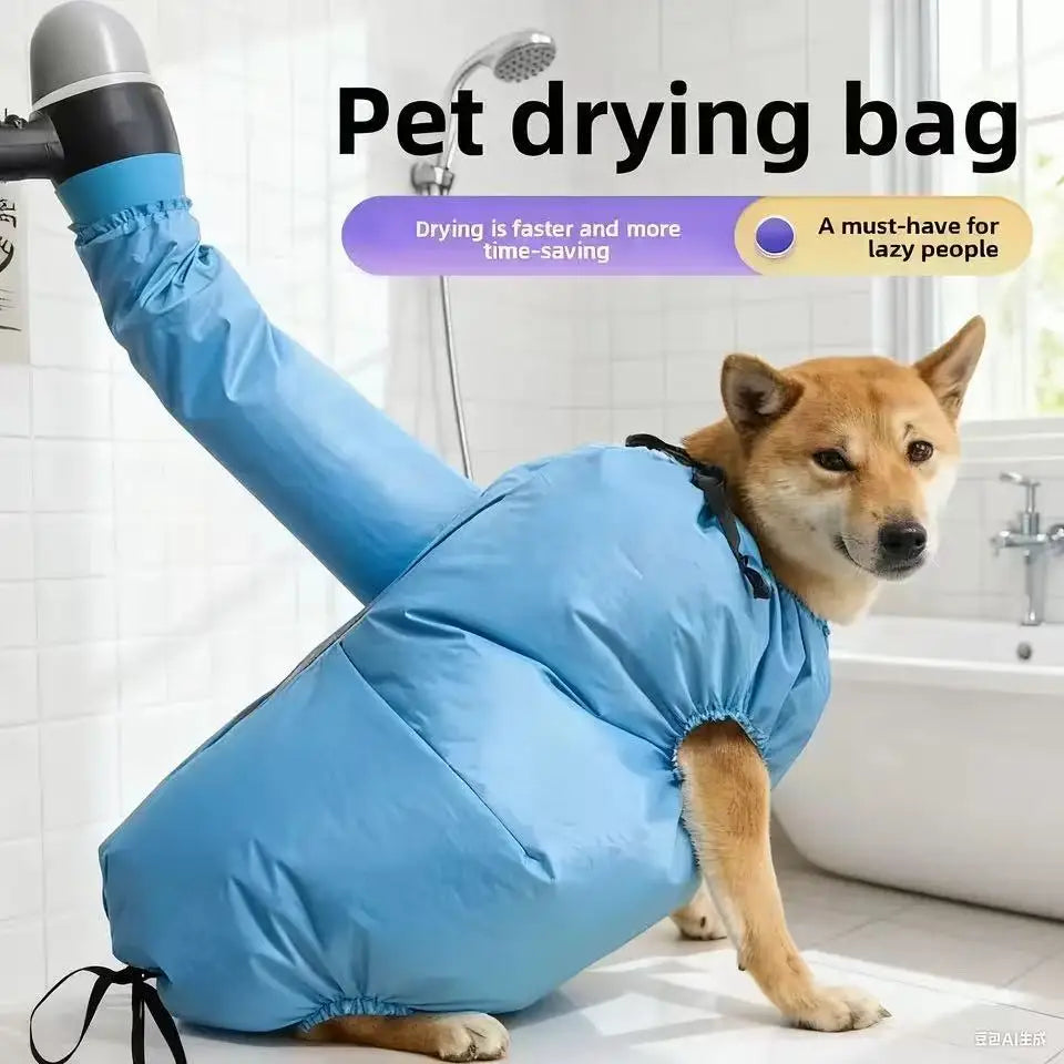 Portable Pet Drying Bag Folding Dog Hair Dryer Box Blow Bag Pet Grooming Dry Bag Dog Blowing Cat Bathing Pet Hair Drying Clothes Peaceful Pleasures Health and Wellness Blue XL