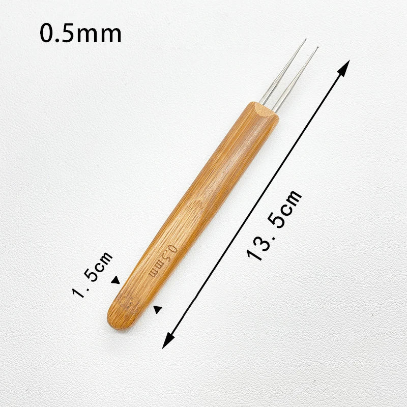 3Pcs 0.5/0.75MM Wooden Hair Crochet Needle Dreadlocks Braids Hair Crochet Hook Single/Double/Three Head Hair Crocheting Needles Peaceful Pleasures Health and Wellness double 05mm