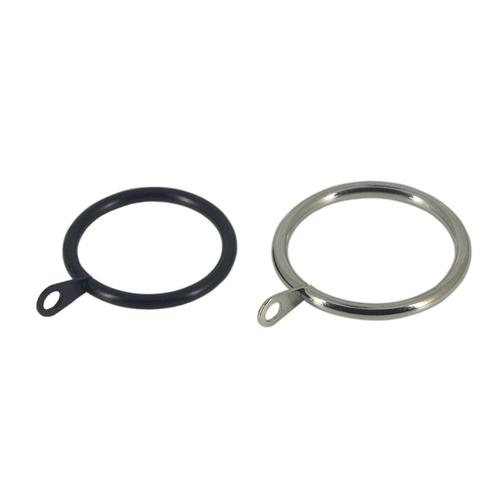 12 Curtain Rings Metal Black Silver White Iron Hanging Hooks Curtains
