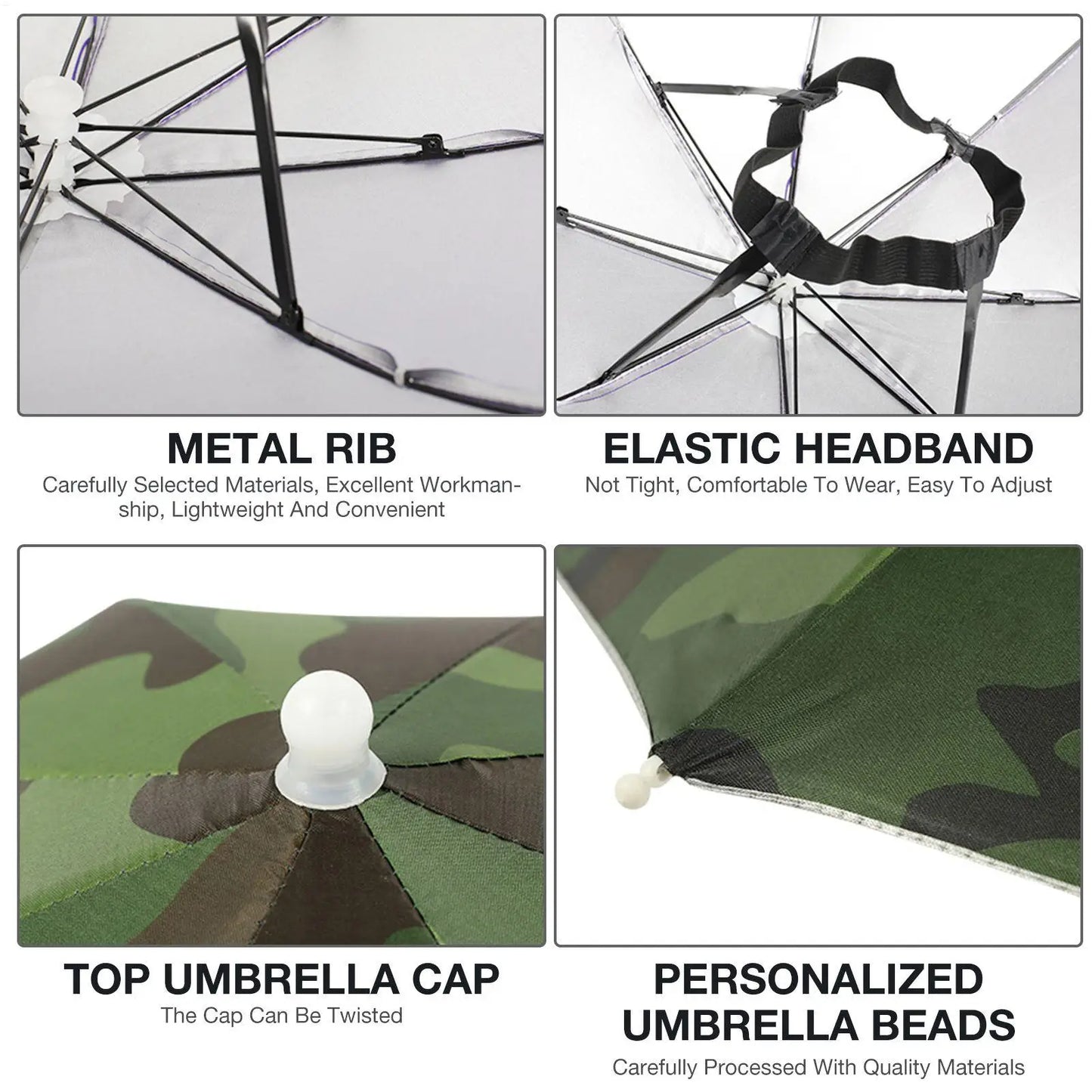 Foldable Head Umbrella Hat Portable Foldable Rain Umbrella Hat Outdoor Fishing Sunshade Hat for Golf Gardening Camping Peaceful Pleasures Health and Wellness