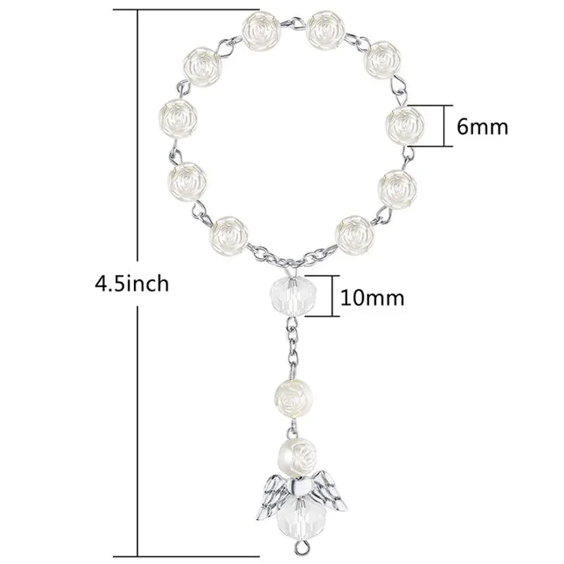 Angel Wing Cross Bracelet | Baptism & Communion Gift for Kids Religious Gift Bracelet Peaceful Pleasures Health and Wellness silver Bracelet