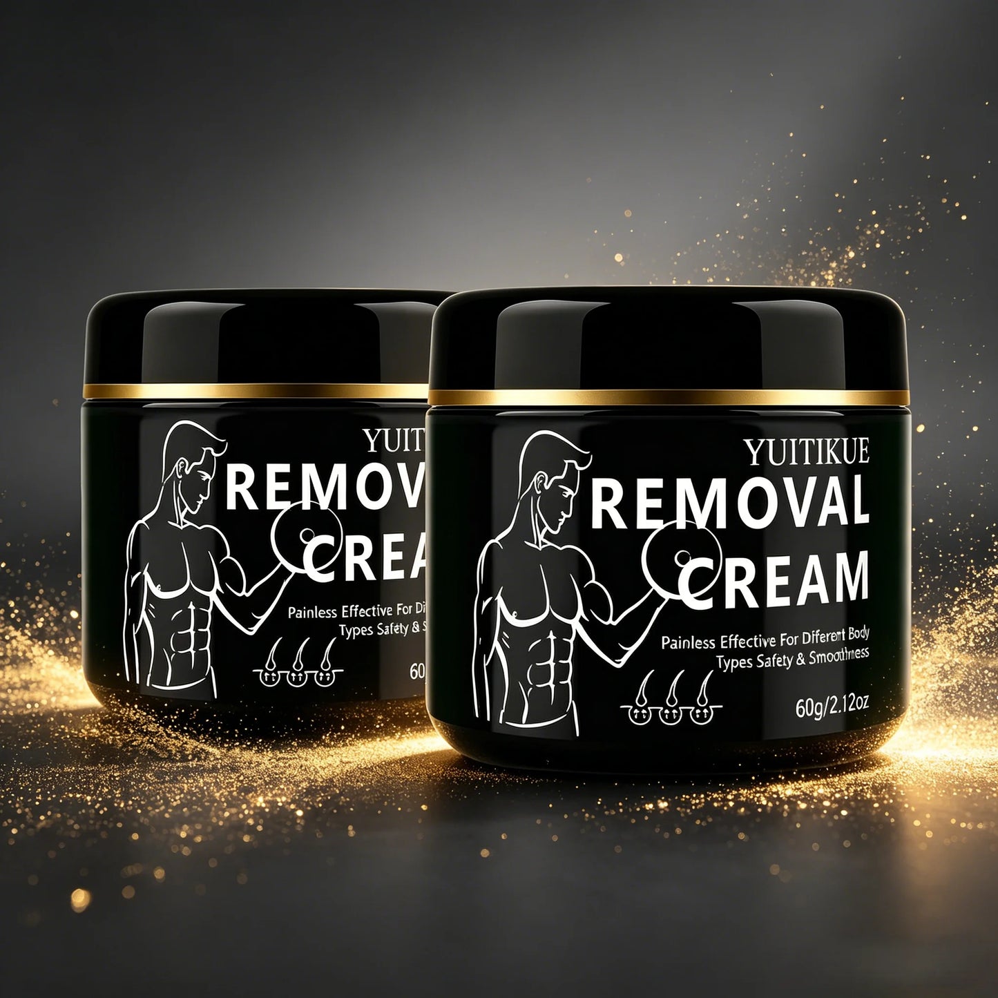 YUITIKUE Men's Hair Removal Cream – Mild Painless Formula 60g Men's Hair Removal Cream Peaceful Pleasures Health and Wellness 2pc