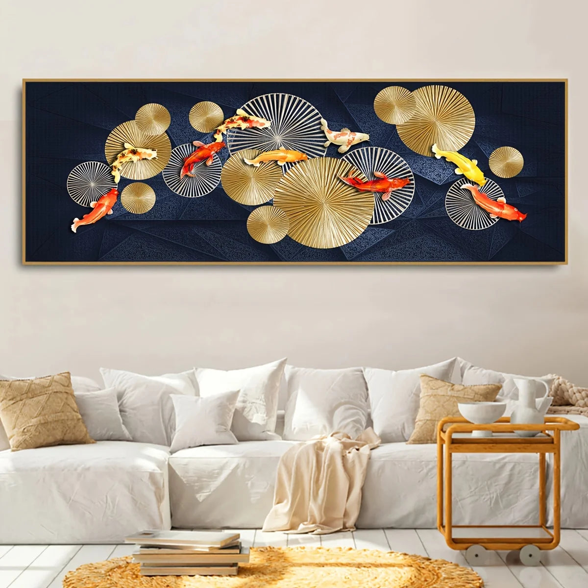 Feng Shui Koi Fish Canvas Wall Art – Nine Carp Lotus Poster