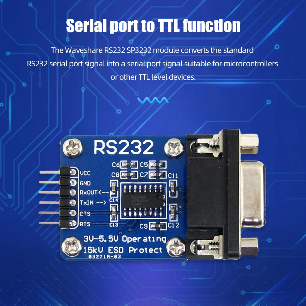 RS232 to TTL Converter Module – SP3232, DB9, ESD Protection