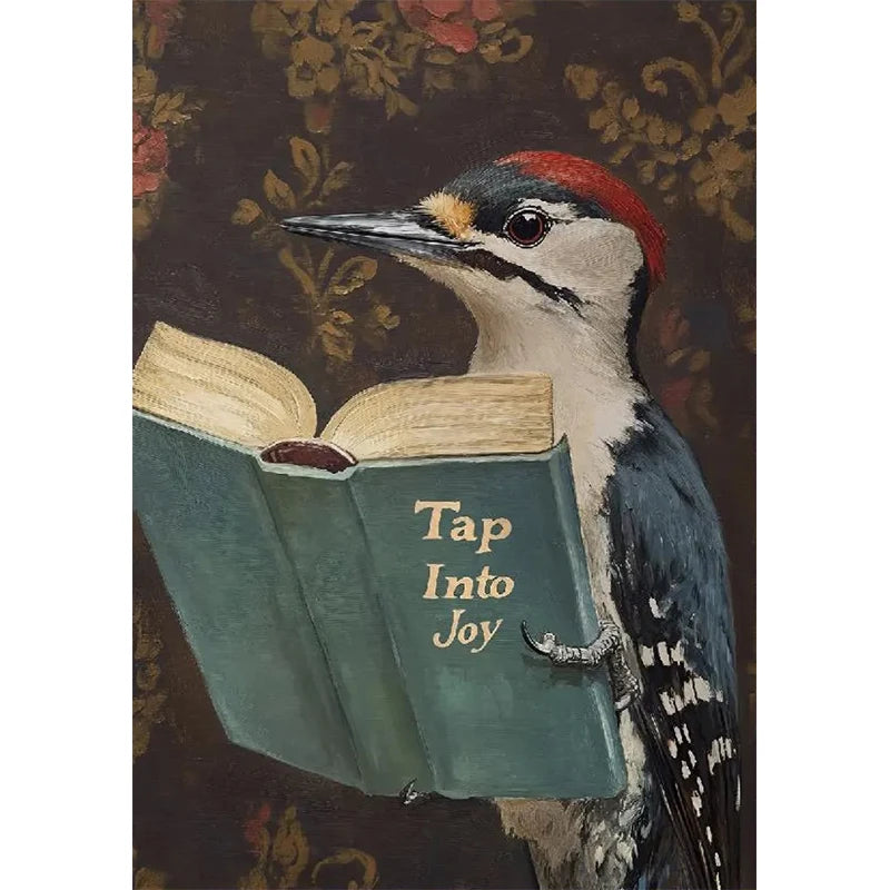 Animal Reading Canvas Poster | Kids Room Inspirational Wall Art
