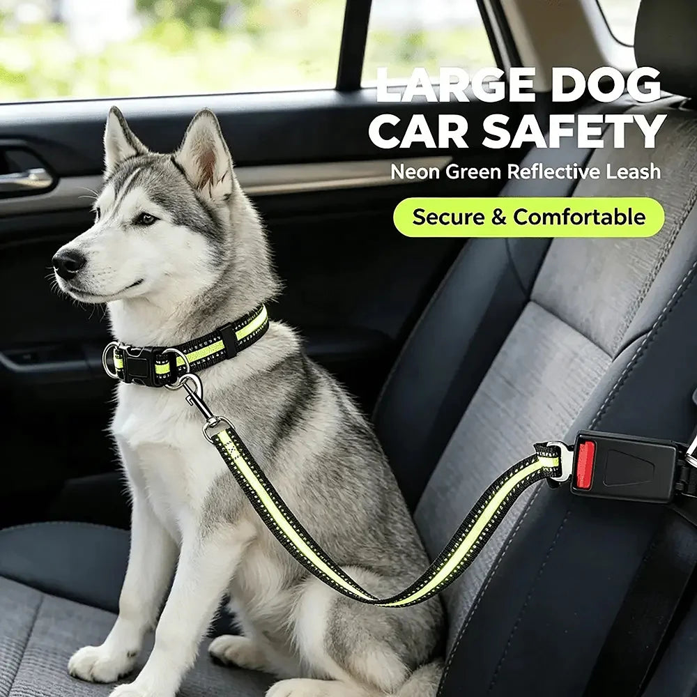 2-in-1 Car Seat Belt for Dogs, Headrest Dog Safety Harness & Leash - Adjustable Nylon Vehicle Pet Restraint, Tangle-Free Travel Peaceful Pleasures Health and Wellness
