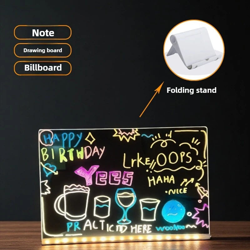 Large LED Message Board with Color Changing Light Acrylic Handwritten Billboard for Creative Stall Advertising and Night Light Peaceful Pleasures Health and Wellness