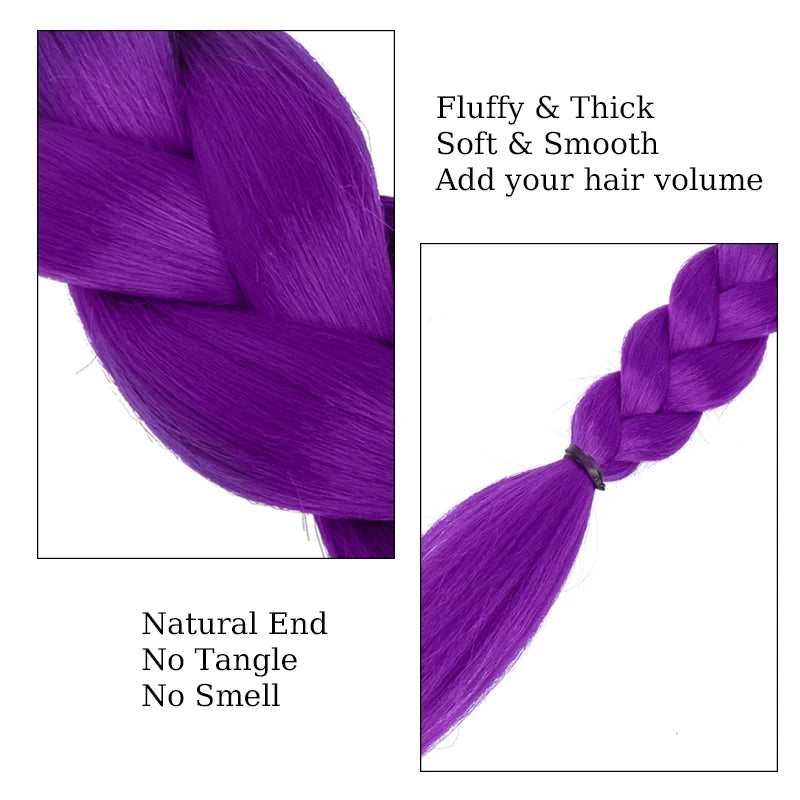 26-inch synthetic woven purple hair ponytail cosplay costume hairstyle for children girls Halloween Christmas Peaceful Pleasures Health and Wellness