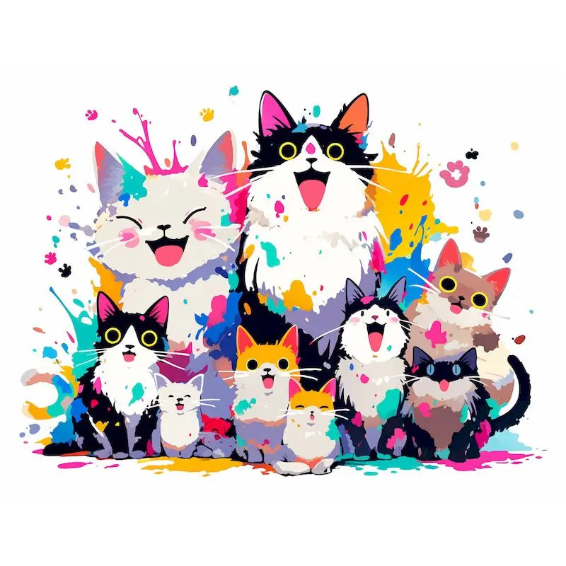 Abstract Cat Paint by Numbers Kit for Adults – 60x75cm Canvas