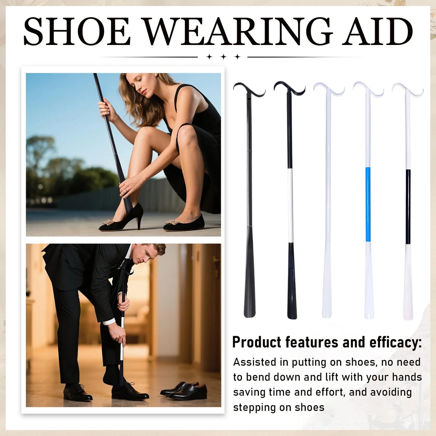 Foldable Long Shoehorn Stainless Steel – Dressing Aid