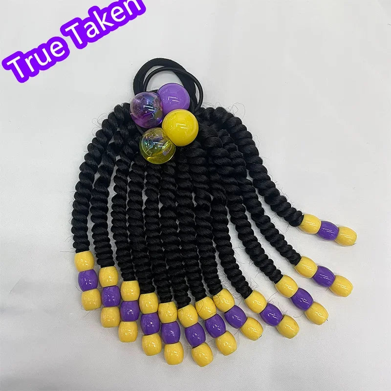 Custome- Braded Ponytails for Kids 8in Kids Box Braid Ponytail Hair Extension Synthetic with Big Bubbles Balls Peaceful Pleasures Health and Wellness BIG BuBBle Type