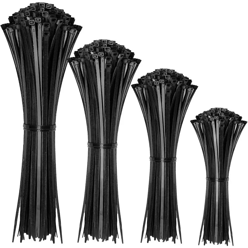 100pcs Nylon Zip Ties Self-Locking | 4, 6, 8, 12 Inch | Black & White