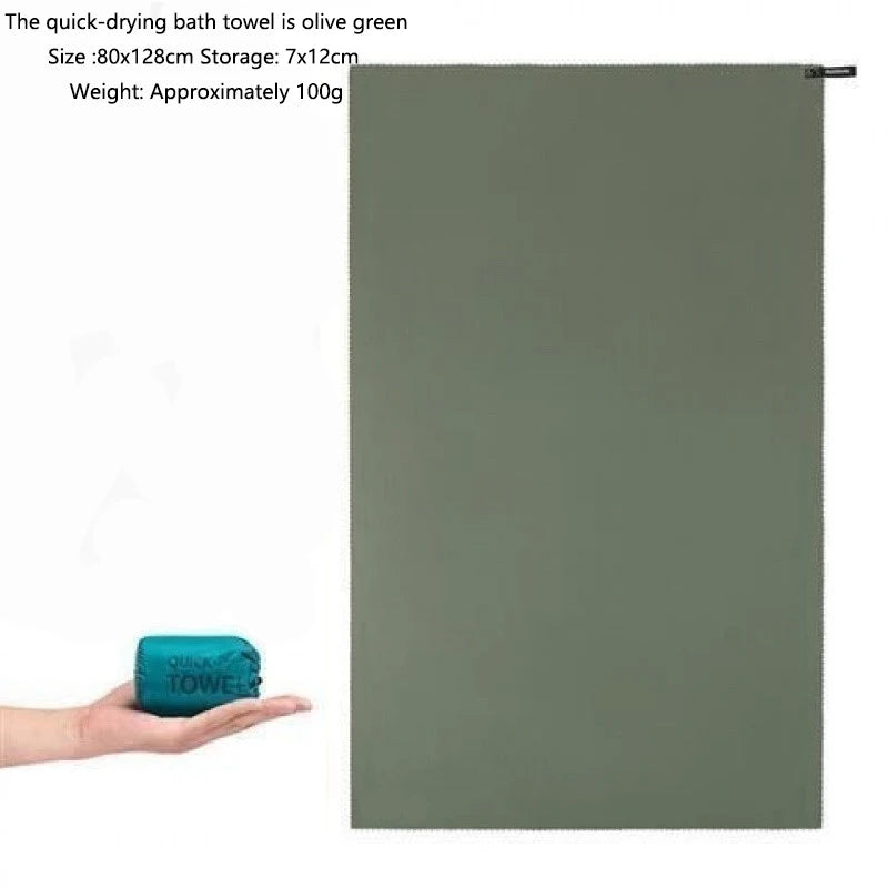 Outdoor Quick-drying Moisture-absorbing and Breathable Bath Towels Swimming Towels, Travel Beach Towels and Gym Universal Peaceful Pleasures Health and Wellness Olive green-L