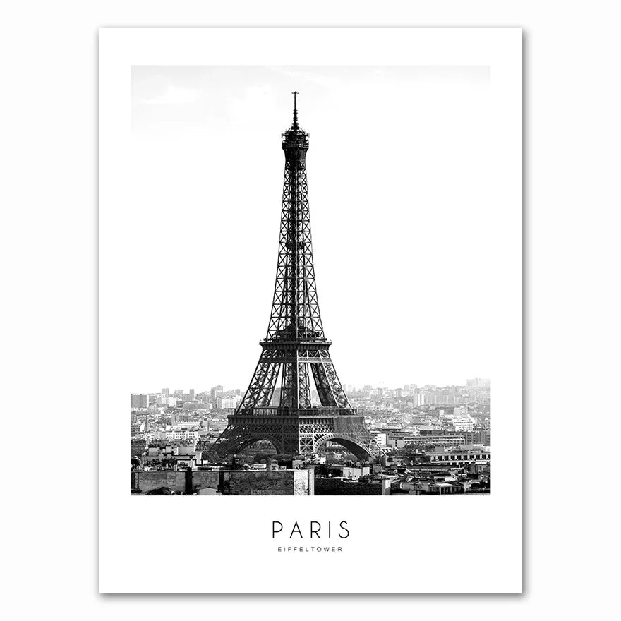 Modern New York London Paris City Wall art Landscape Posters and Prints Black And White Pictures for Living Room Home Decor Peaceful Pleasures Health and Wellness 0457-03 20x30cm