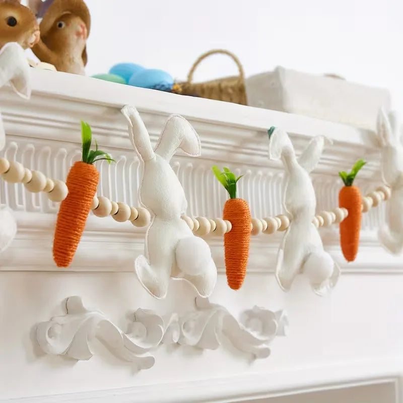 Easter Bunny & Carrot Hanging Banner – Felt Garland Decor