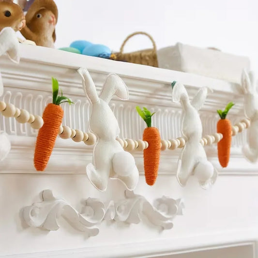 Easter Bunny & Carrot Hanging Banner – Felt Garland Decor Holiday Banner Garland Peaceful Pleasures Health and Wellness