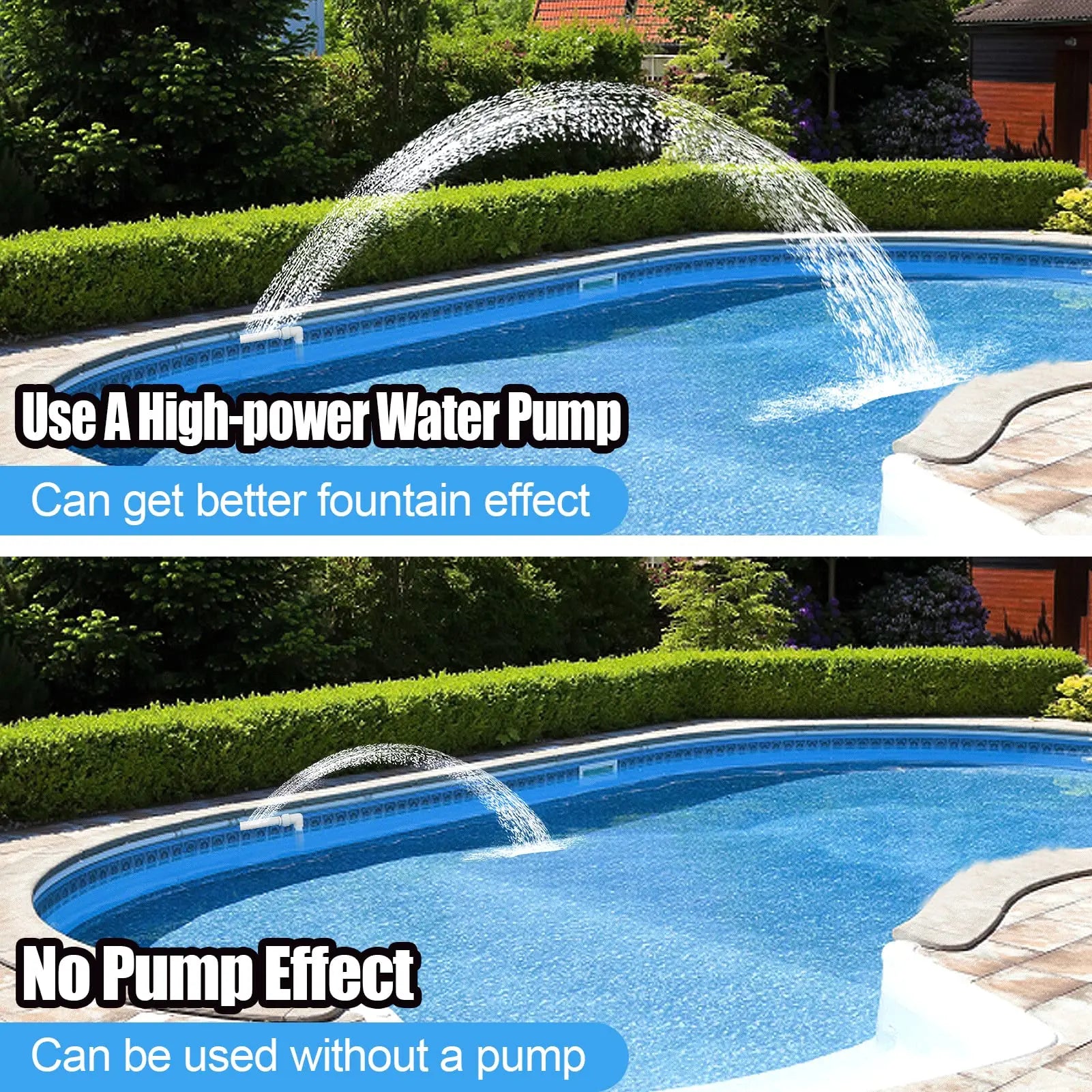 Swimming Pool Waterfall Fountain Kit PVC Feature Water Spay Pools Spa Decorations Easy Install Swimming Pool Accessories Peaceful Pleasures Health and Wellness