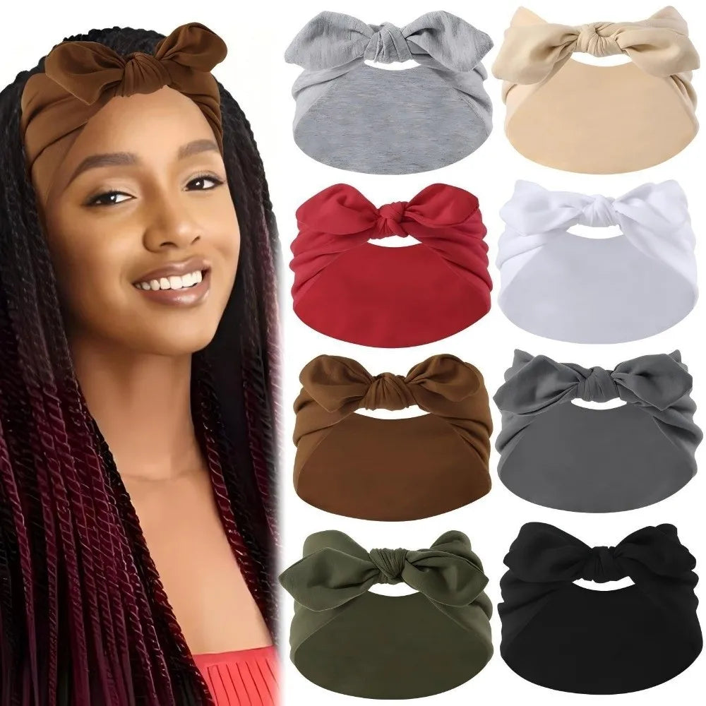 Wide Bohemian Knotted Bunny Ear Headband – Non-Slip Workout