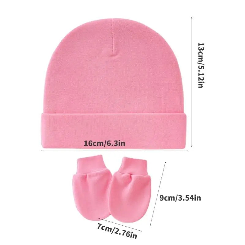 Newborn Baby Hats & Mittens 3-Set – Soft Cotton, 0–3 Months