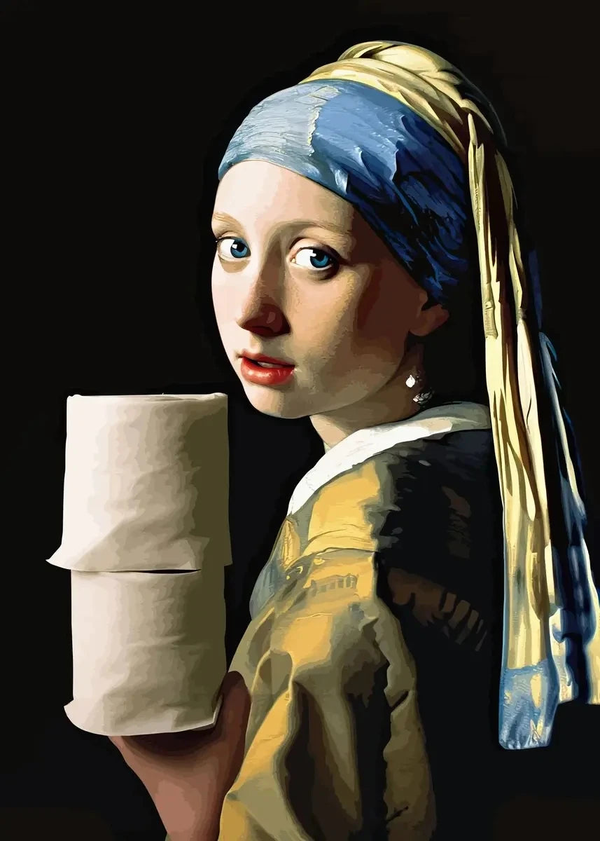 Funny Mona Lisa Bathroom Canvas Wall Art | Unframed Print