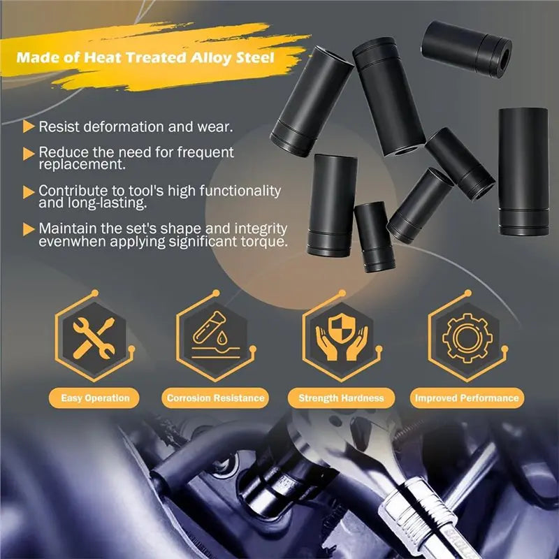 A36T-MCTI Standard Tap Socket Set 70500- 8 Pcs, Fits 1/4"& 3/8" Drive, For 1/2"& 1/8" NPT, Up To 12Mm Metric Peaceful Pleasures Health and Wellness
