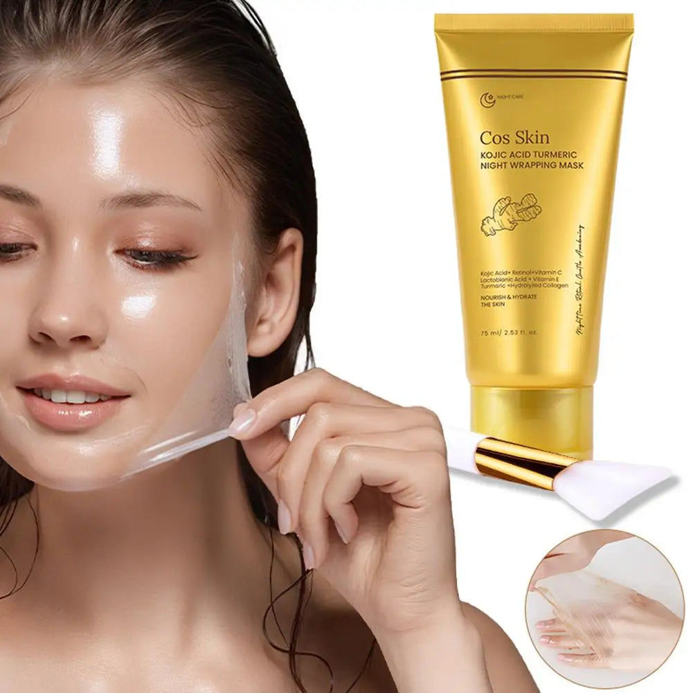 Kojic Acid & Turmeric Overnight Wrapping Peel-Off Mask – 75ml Brightening, Firming & Hydrating Night Mask Peaceful Pleasures Health and Wellness