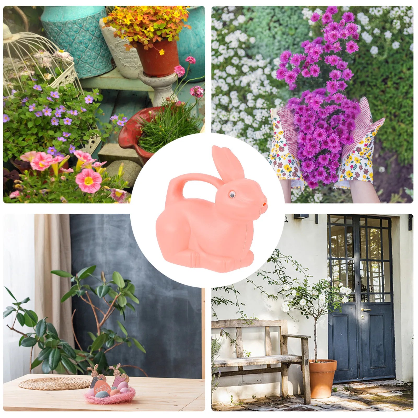 Rabbit Shape Watering Kettle for Outdoor Gardening Safe Bpa-Free Plastic Cartoon Watering Can Non-Damaging Peaceful Pleasures Health and Wellness