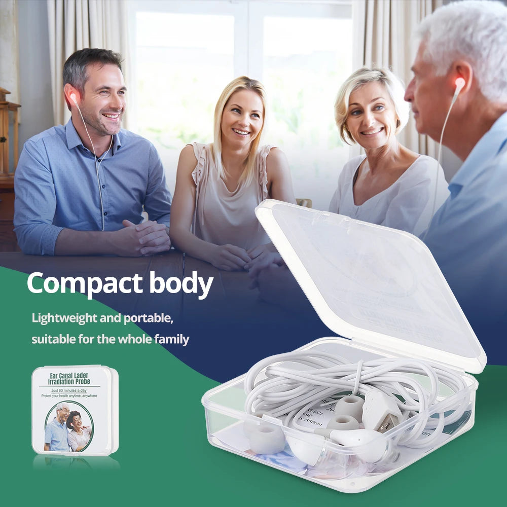 Ear Canal Laser Line 650nm Wavelength Physiotherapy Earplug Balance High Blood Pressure Health Care Reduce Fat Tinnitus Peaceful Pleasures Health and Wellness