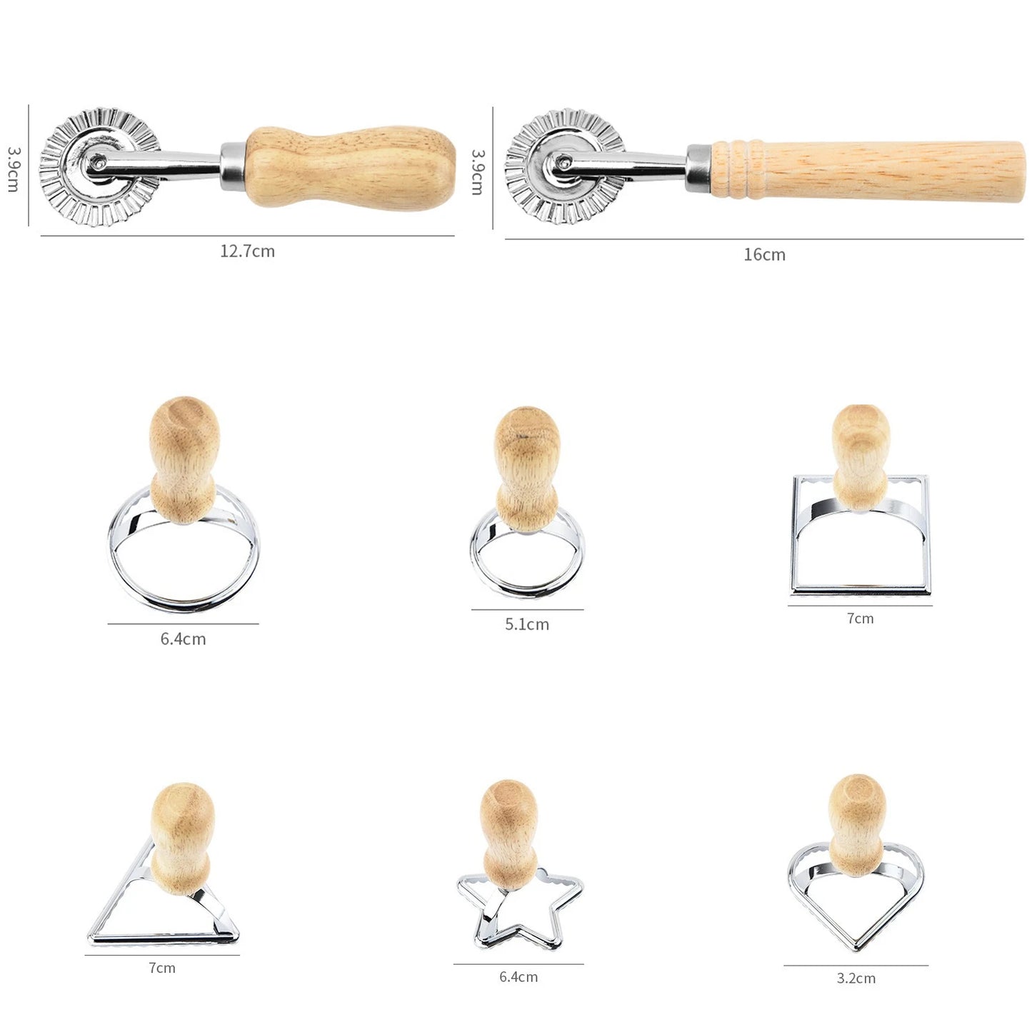 Kitchen Stainless Steel Cookies Cutter Set Pasta Press Attachment Kit Ravioli Maker Mold Tool Ravioli Stamp Set Pastry Wheel Set Peaceful Pleasures Health and Wellness