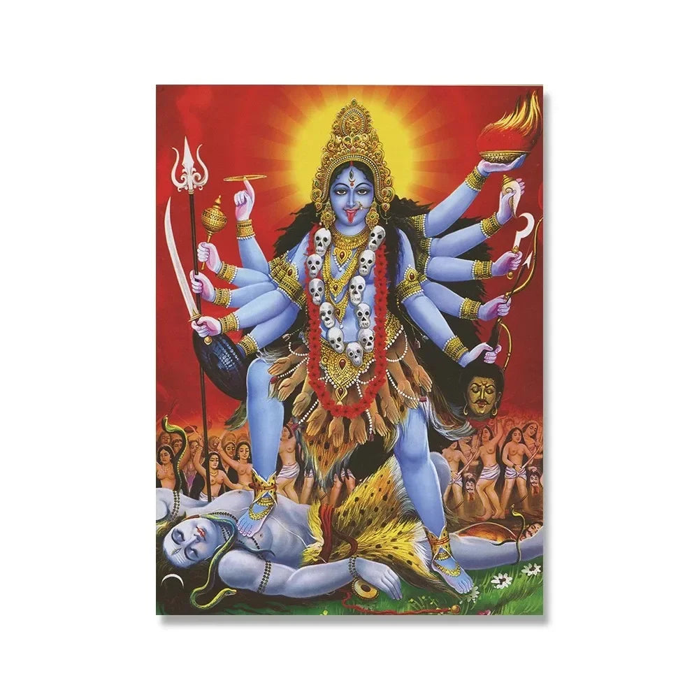 Shiva Parvati Poster Hinduism Religious Art Ganesha Canvas Painting Vishnu Printed Wall Picture Living Room Home Decoration Peaceful Pleasures Health and Wellness G 20x30cm