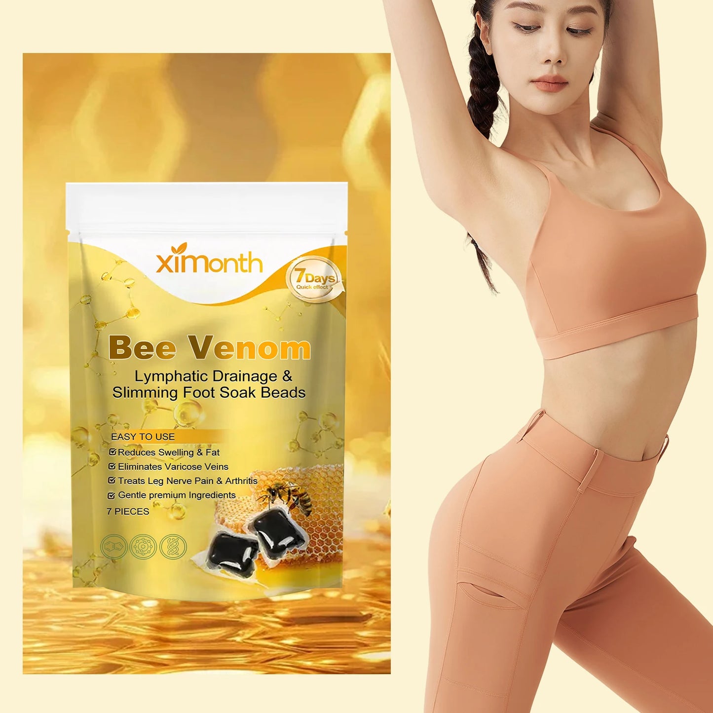 Bee Venom Herbal Foot Bath Soak Beads – 7pcs Deep Cleanse