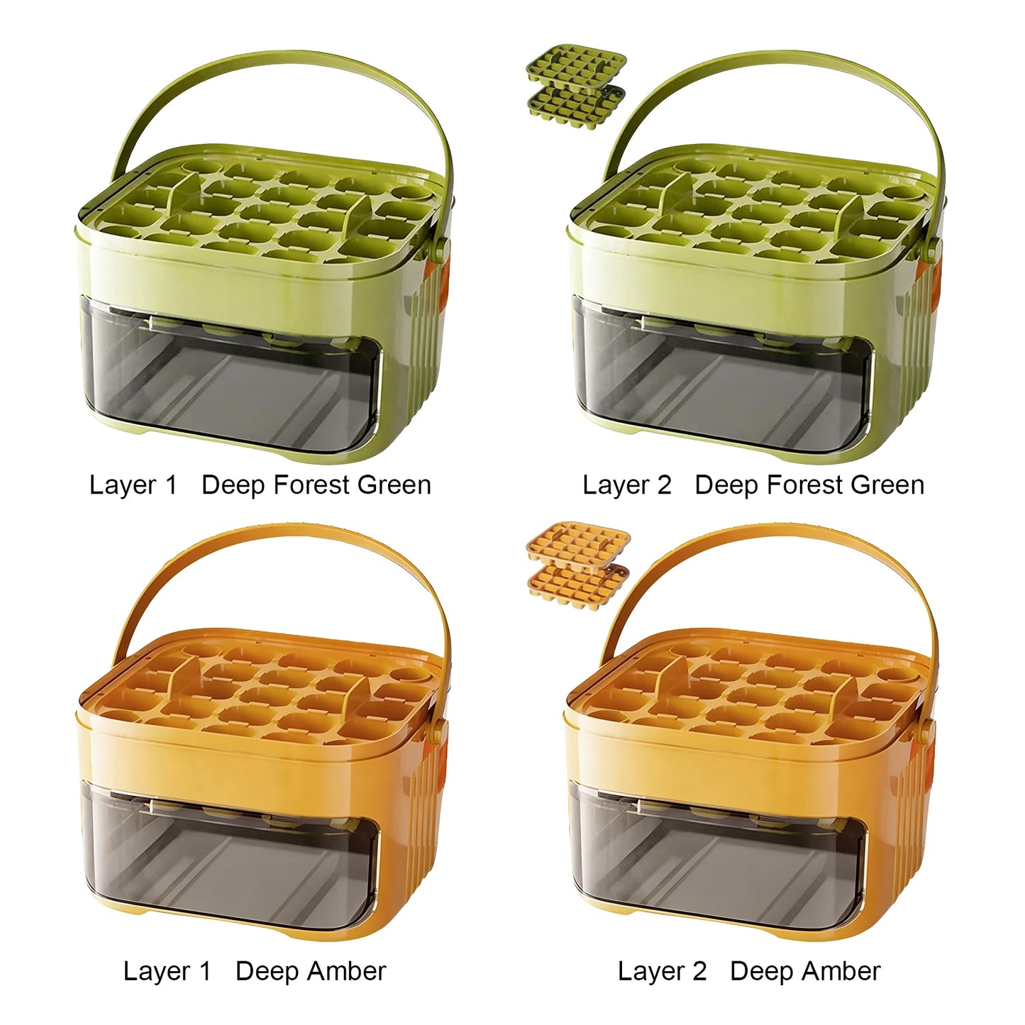 Ice Cube Maker with Press Lid & Tongs 2 In 1 Ice Maker & Storage Bin Set Reusable Iced Making Mould for RV/Office/Fridge Freezer Peaceful Pleasures Health and Wellness