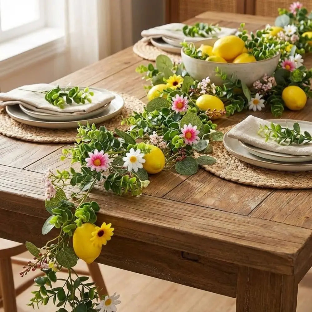 200cm Artificial Lemon Vine Faux Silk Branch – Home Decor