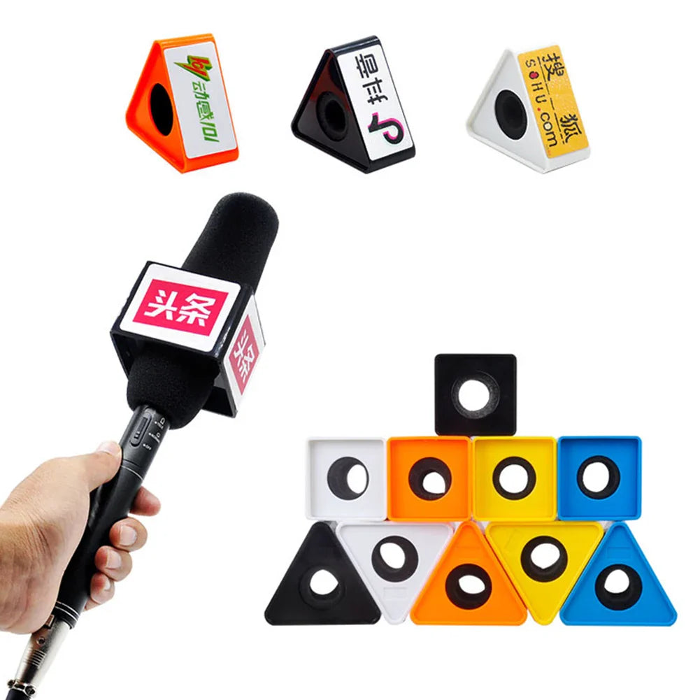 Interview Mic Flag Stand – ABS Logo Holder 38mm Square/Triangle