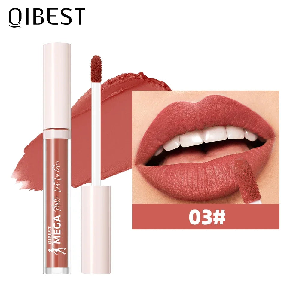QIBEST 24 Colors Nude Matte Lip Gloss Waterproof Long-lasting Liquid Lipstick Purple Lip Stain Tint Makeup Lip Glaze Cosmetics Peaceful Pleasures Health and Wellness 03
