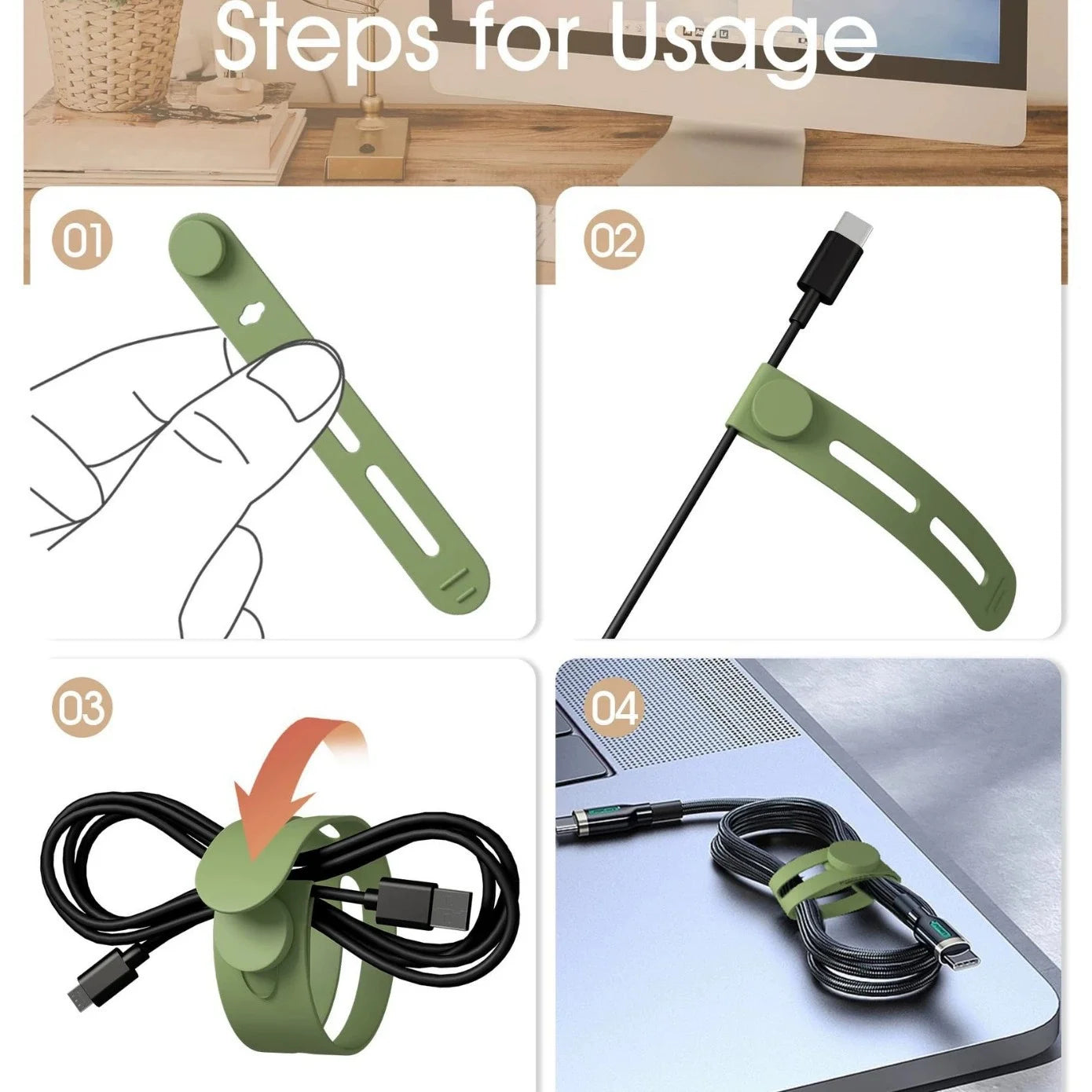 Reusable Silicone Cable Ties – Adjustable Cable Management Straps